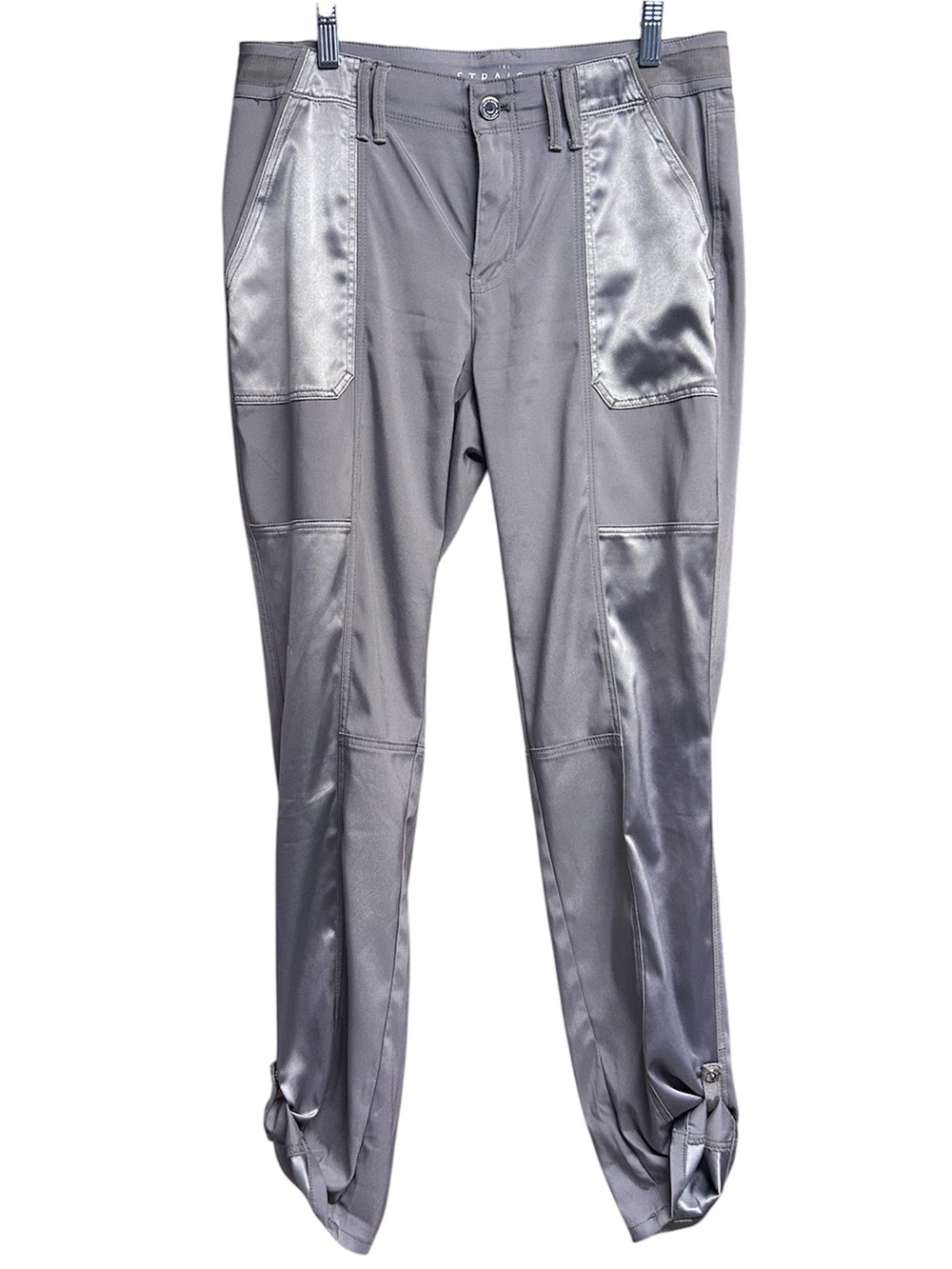 White House Black Market Taupe “the Straight Crop” Pants with Satin Accents